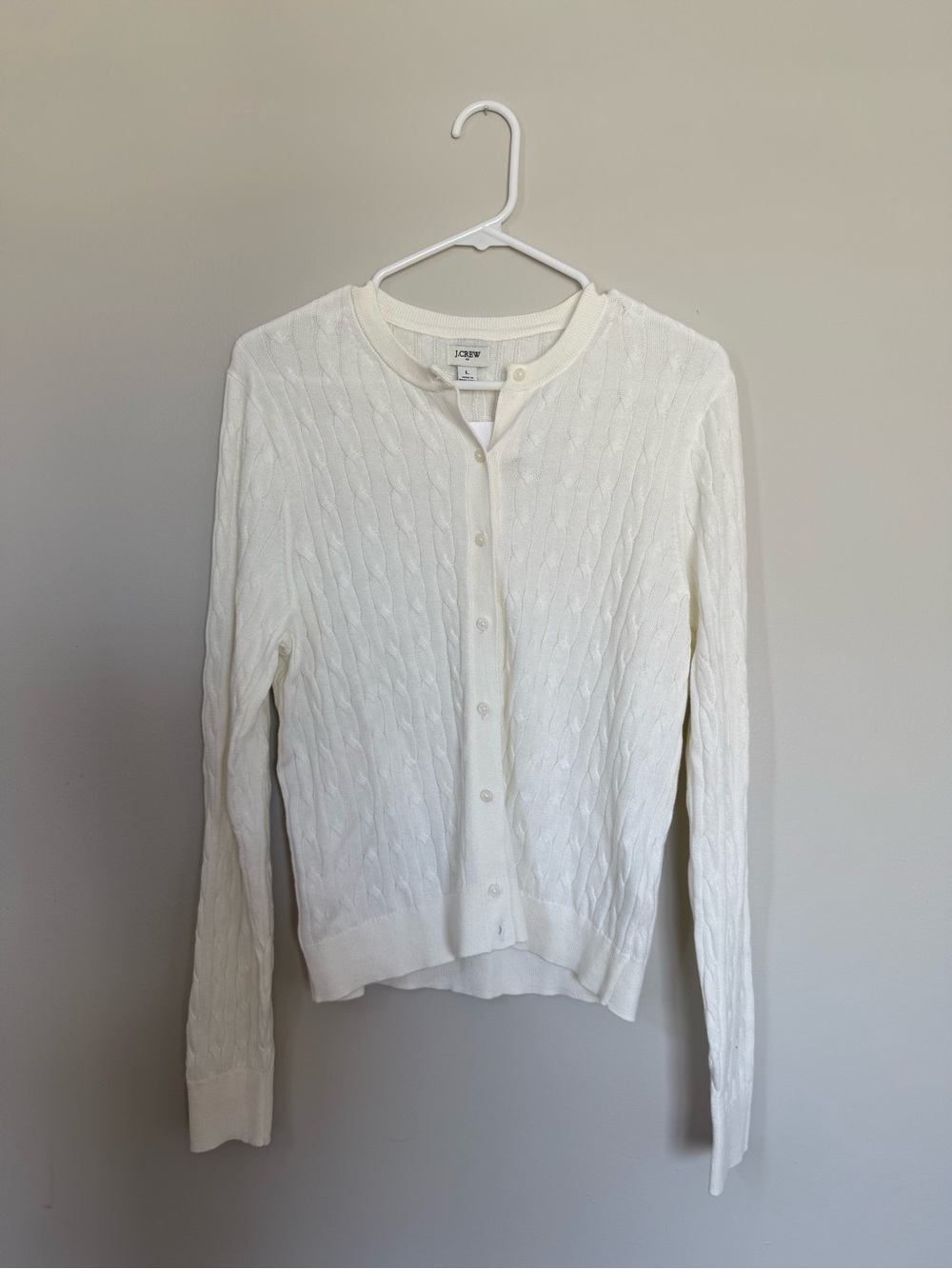 J. Crew Cream Cable-Knit Button-Up Cardigan